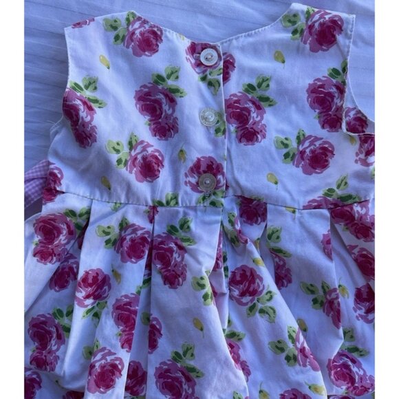 Vintage Blueberi Boulevard Girls Sz 12 Months Floral Dress Pink Red Rose - Picture 14 of 16